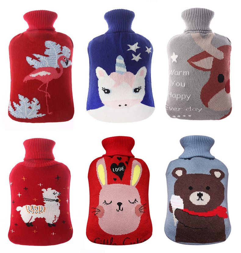 Microwave Heating Leakproof Hot Water Bottle with Plush Cover Reusable Cute Cartoon Mini Rabbit Carrot  Hot Water Bottle