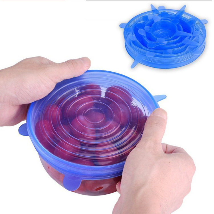 Hot sale Silicone Stretch Lid, Set of 6pcs Silicone Fresh Lid for Bowl Flexible Lid