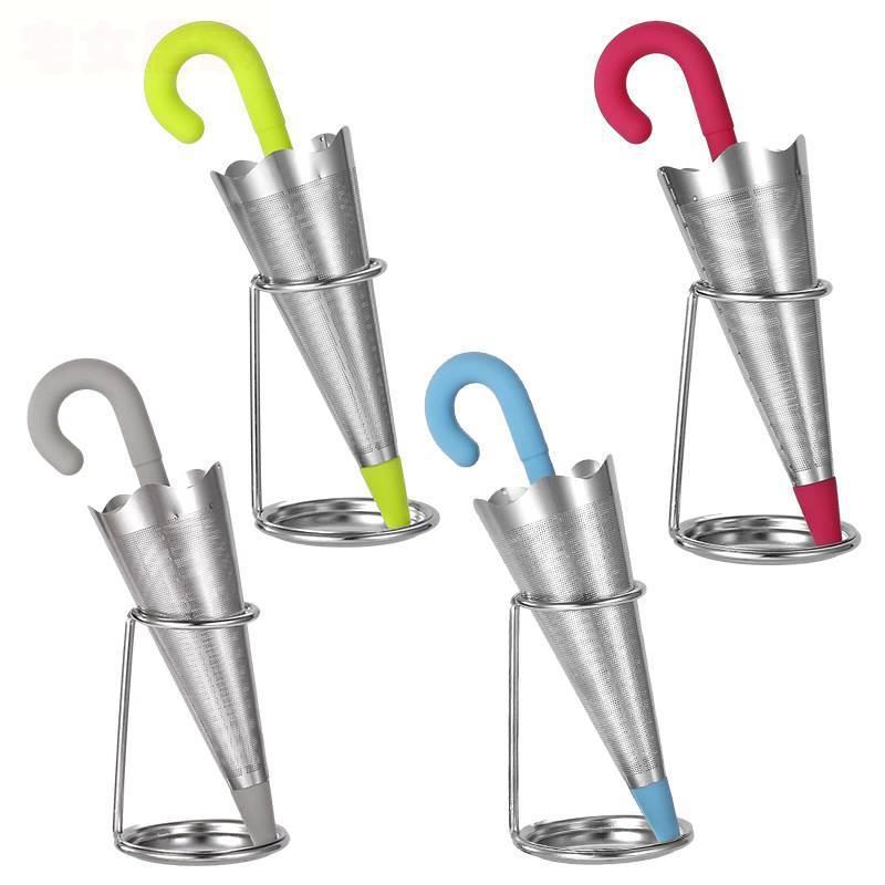 New Arrival Stainless Steel Silicone Umbrella Tea Filter Infuser Reusable Infuser With Drip Tray For Loose Tea