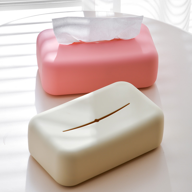 Cream wind soft plastic tissue box household living room coffee table silicone paper box simple creative tissue storage box