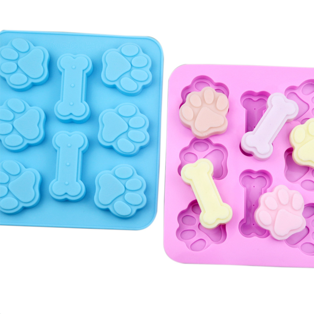 Dog Footprint Silicone Mold Cake Molds Bone Cookie Cutter Fondant 3D DIY Cat Paw Silicone Bakeware Molds Baking Accessories