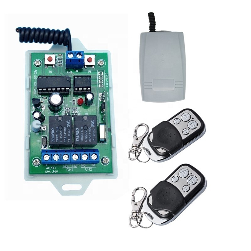 433Mhz RF Remote Control Circuit Universal Wireless Switch DC 5V 12V 24V 2CH rf Relay Receiver and Keyfob Transmitter for Garage