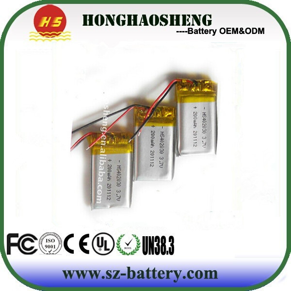 Hot selling rechargeable battery 3.7v 180 mah li po battery 402030 for camera pen