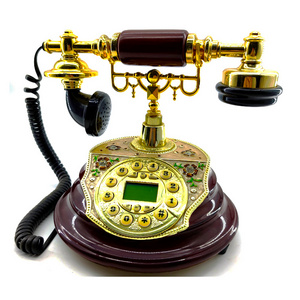 Home Decorative Antique USA Style Decorative Solid Wooden  Case Telephone Vintage Wall Telephones