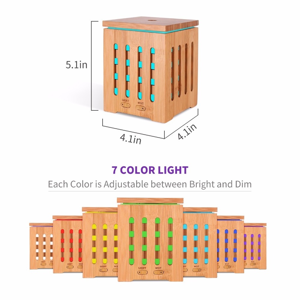 Wholesale Essential Oil Diffuser Wooden Diffuser with Auto Shut-off 7 Color Light Aromatherapy Oil Diffuser Humidifier