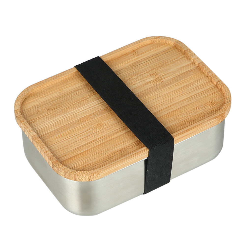 Designable Stainless Steel Lunchbox With Bamboo Lid Snacks Container