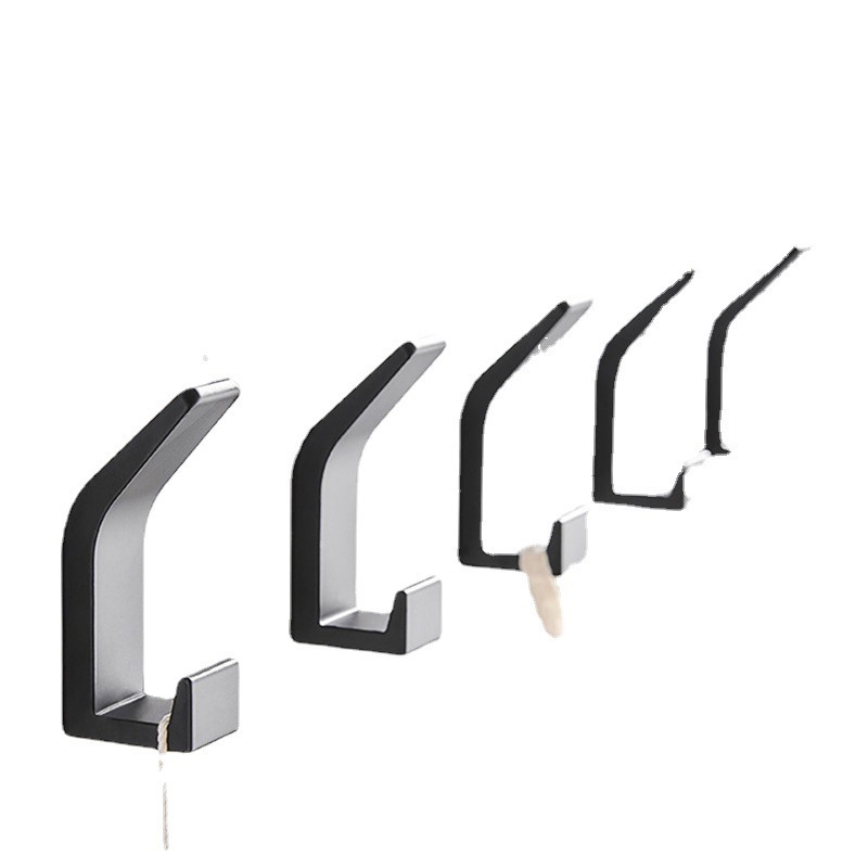 Kingze No Drilling Adhesive Clothes Metal Snap Hook Stainless Steel Wall Organisation Black Towel Hook Hooks