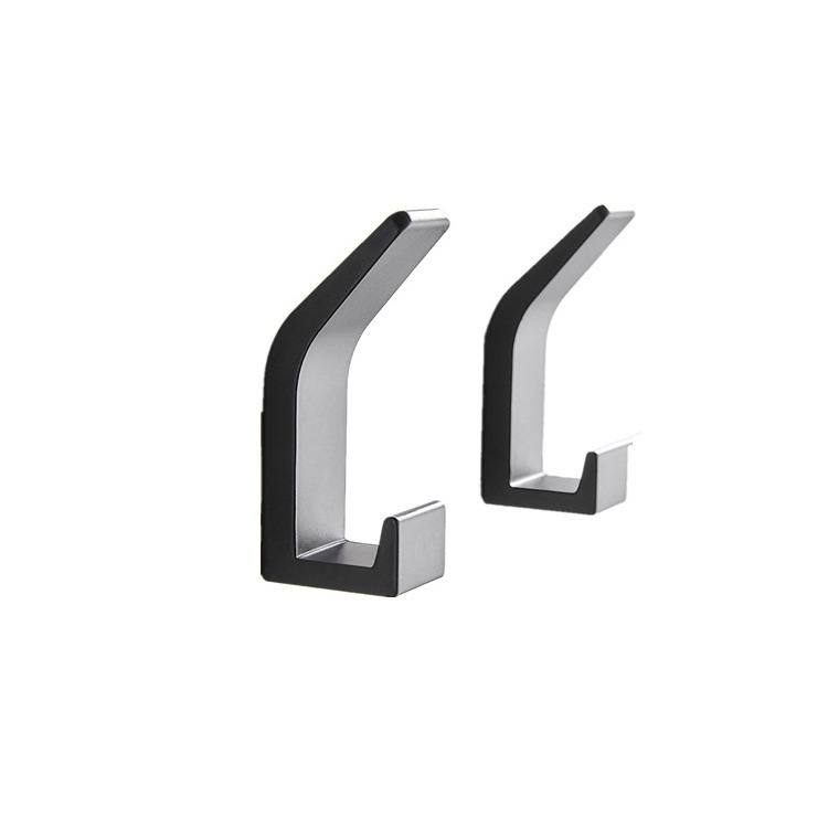 Kingze No Drilling Adhesive Clothes Metal Snap Hook Stainless Steel Wall Organisation Black Towel Hook Hooks