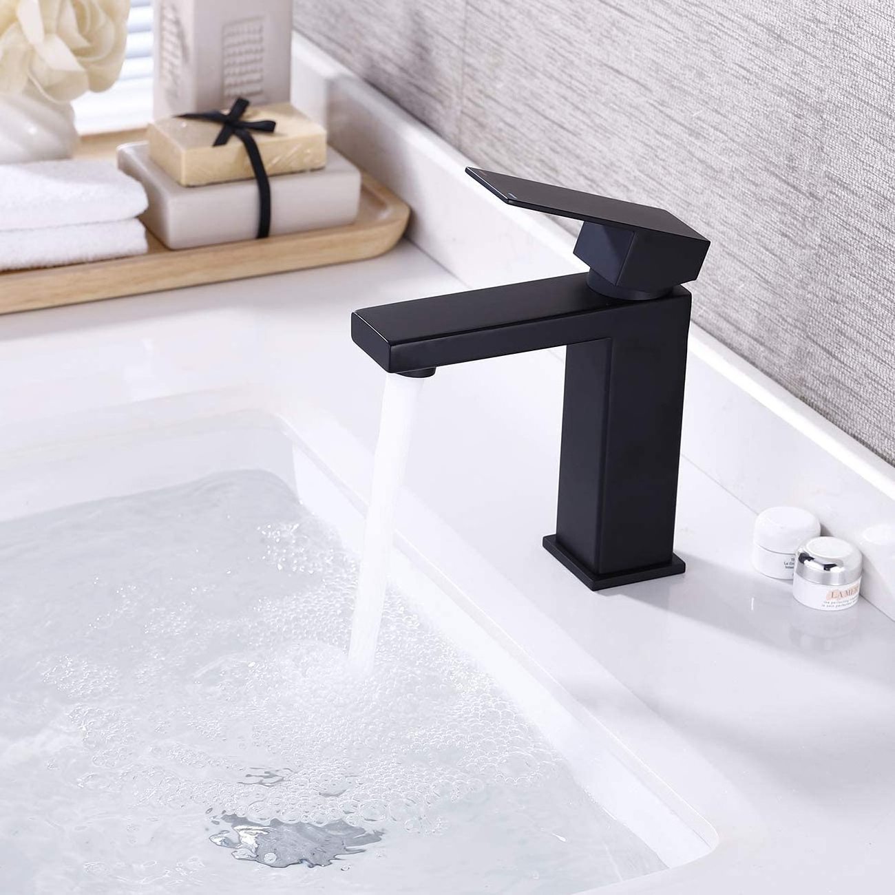 Kingze Black Bathroom Torneira Cozinha Single Handle Type Stainless Steel Basin Sink Water Mixer Faucets