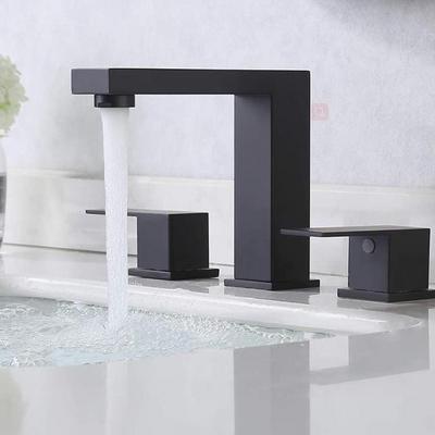 UPC cUPC Bathroom 3 Hole SUS304 Stainless Steel Black Bathroom Basin Sink Tap Taps Mixer Faucet