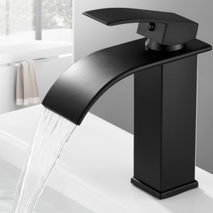 Luxury Bathroom Faucet Accessories Square Brass Waterfall Basin Hot and Cold Water Shower Black Faucets Mixers