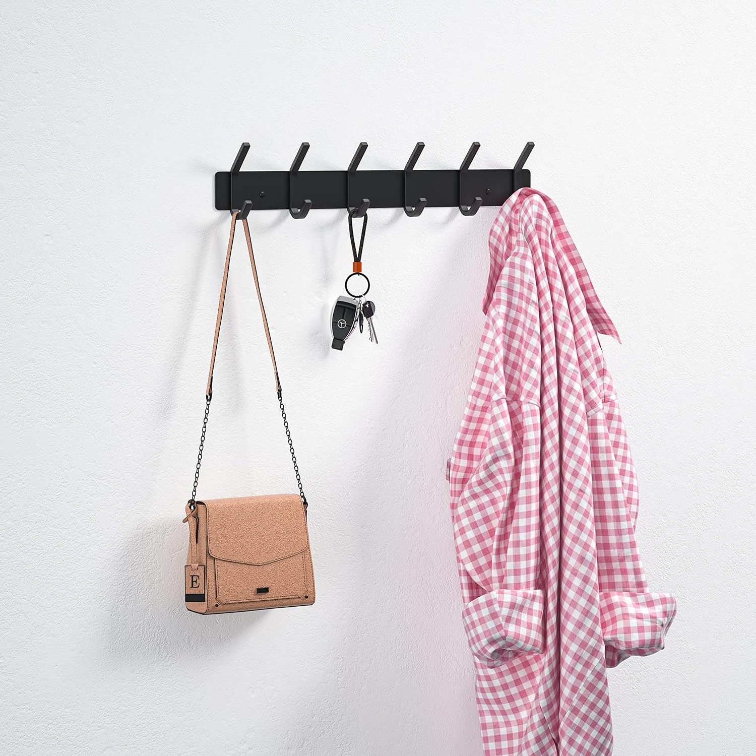 Wall Hooks Coat Hooks Wall Mounted 6 Double Hooks for Hanging Towel Hat Coat Robe Bag Key for Bathroom Kitchen Bedroom Entryway