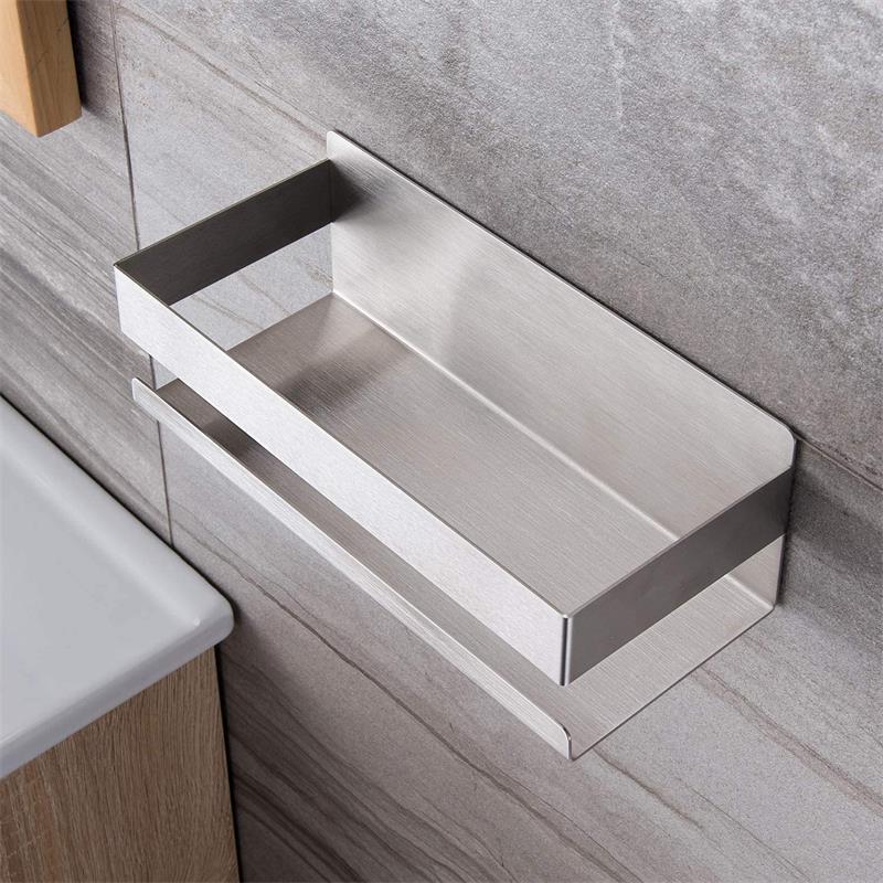 Self-adhesive Stainless Steel Shelves Shower Caddy Hanging Adhesive Bathroom Shelf