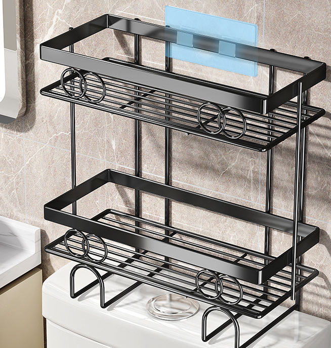 Kingze No Drilling Bathroom Organizer Over The toilet 3 Tier Shower Caddy Shelf Organizer Rack Bathroom Shelves