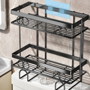 Kingze No Drilling Bathroom Organizer Over The toilet 3 Tier Shower Caddy Shelf Organizer Rack Bathroom Shelves