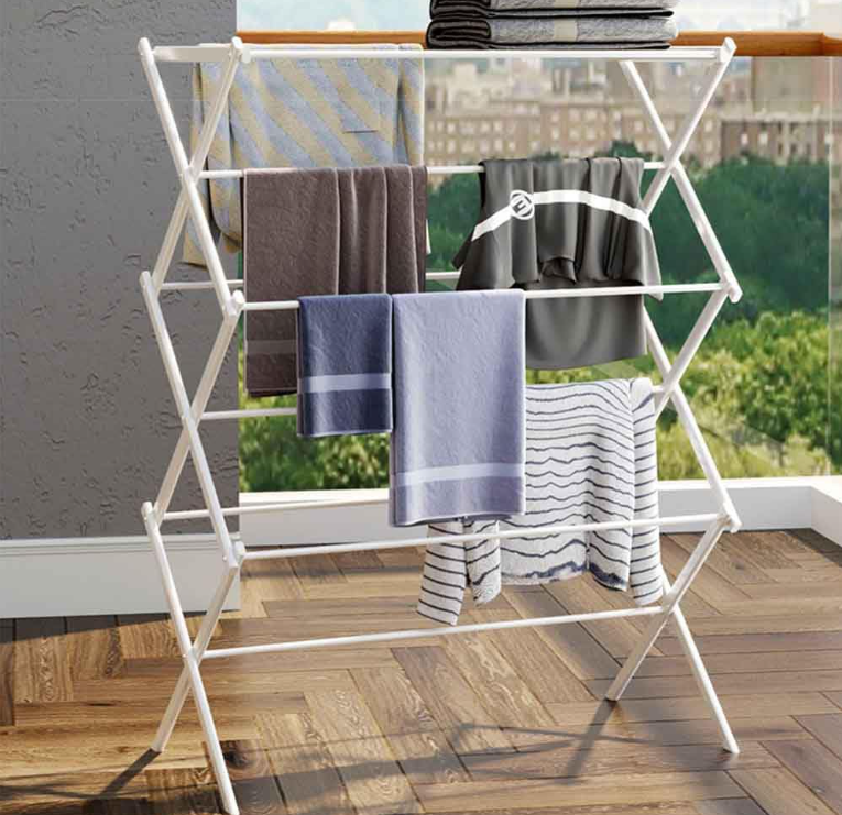 Kingze Tube Laundry Airer Stainless Steel Floor Type Tripod Multifunctional Foldable Clothes Drying Rack