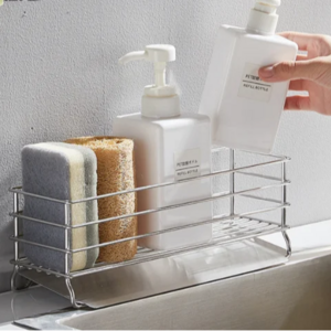 Kingze Stainless Steel Kitchen Sink Caddy  Dish Racks Soap Dispenser Sponge Holder with Sliding Water Tray