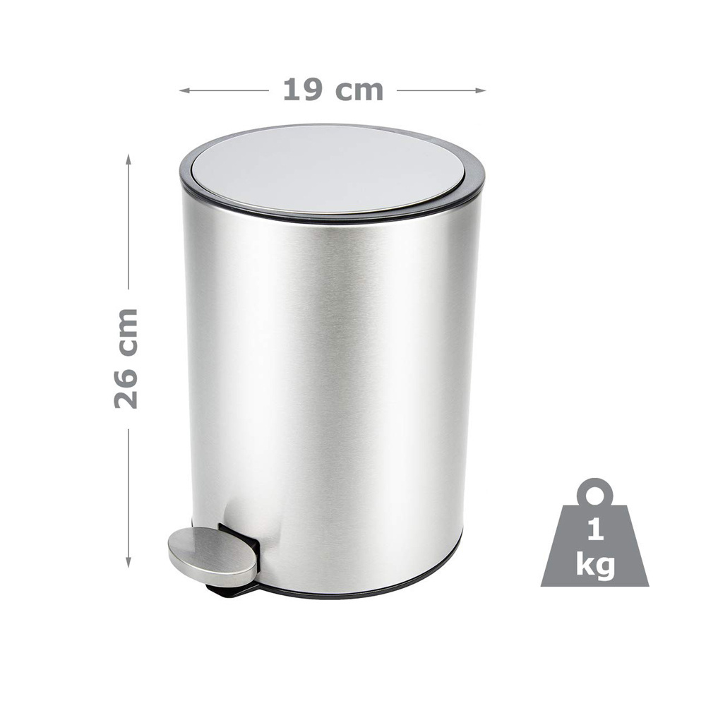 2022  Household various color customization available Stainless Steel Pedal Dust pedal Bin Trash Can With Plastic Inner Bucket