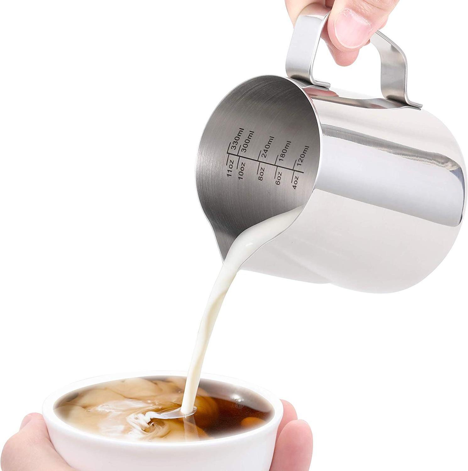 Espresso Milk Frothing Pitcher Stainless Steel 12 Oz Coffee & Tea Sets Stainless Steel,metal Silver Sustainable 100pcs Morden