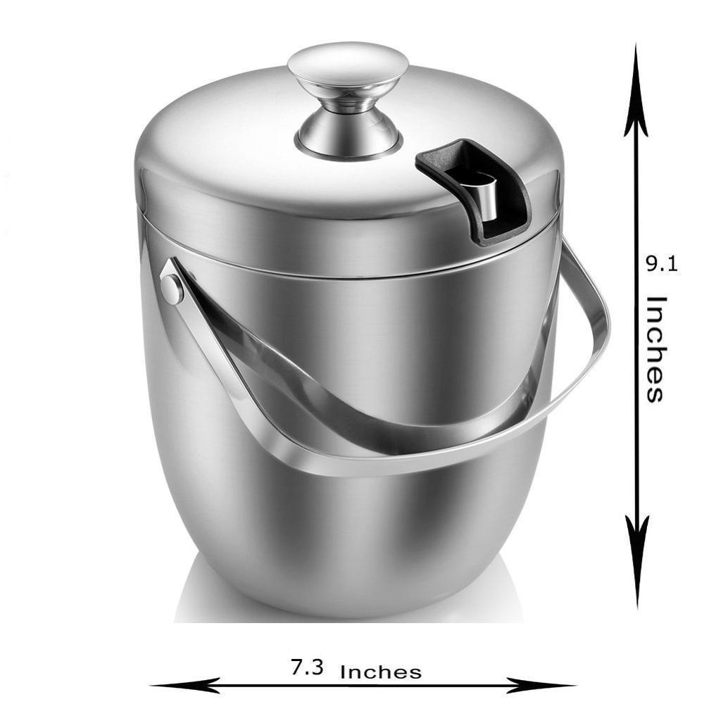 Insulated Stainless Steel Double Walled Ice Bucket with Lid Stainless Steel Ice Tongs Buckets, Coolers & Holders Ice Cooling