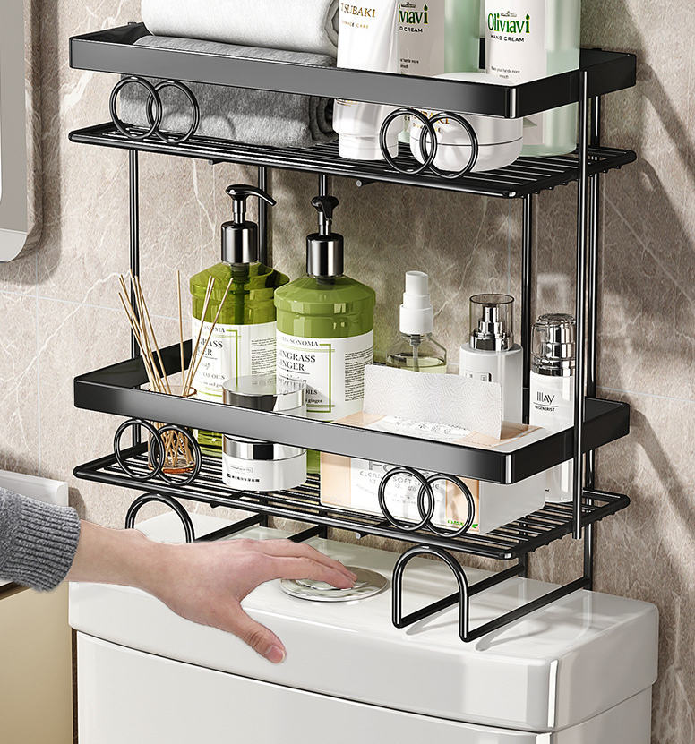 Kingze No Drilling Bathroom Organizer Over The toilet 3 Tier Shower Caddy Shelf Organizer Rack Bathroom Shelves