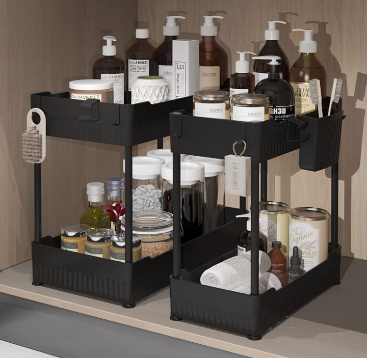 Kitchen Cabinets Accessories Drawers 2 Tier Spice Rack Under Sink Organizers and Storage Pull Out Cabinet Organizers