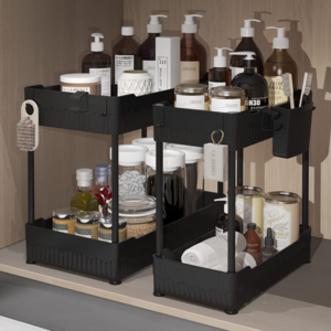 Kitchen Cabinets Accessories Drawers 2 Tier Spice Rack Under Sink Organizers and Storage Pull Out Cabinet Organizers