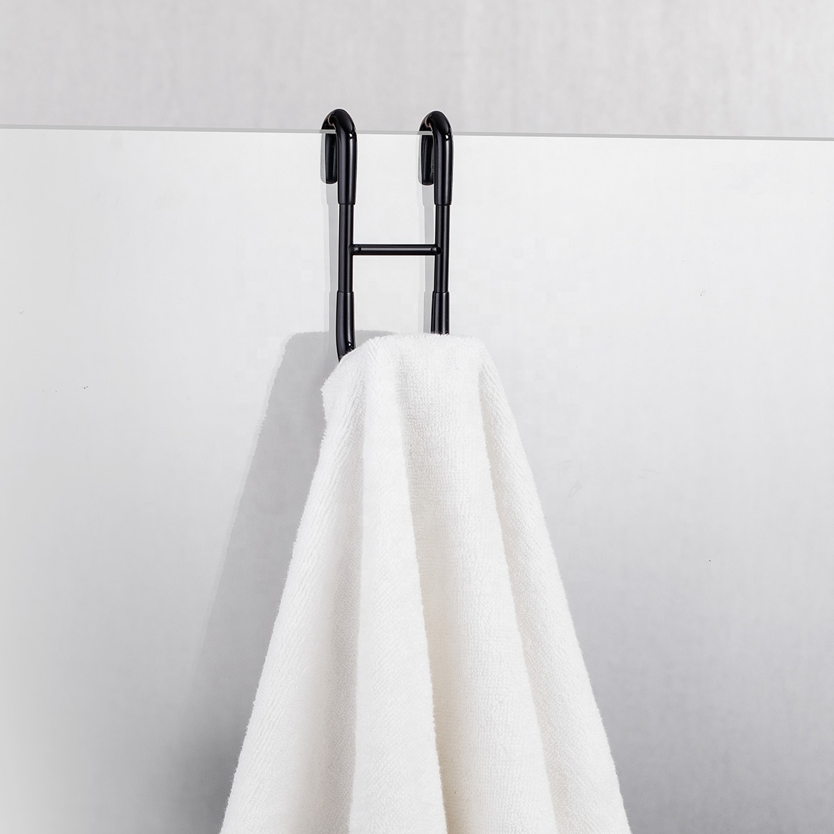 Black Shower Hook Stainless Steel over Door Towel Hanger High Quality Hooks Rails Bathroom Glass Door Solid Pattern