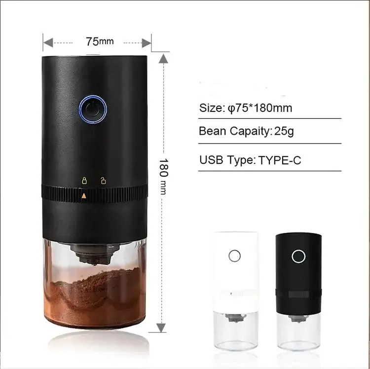 25 grams capacity easy operate Multi Grind Setting Cordless Electric USB Rechargeable Automatic Conical Burr Coffee Grinder