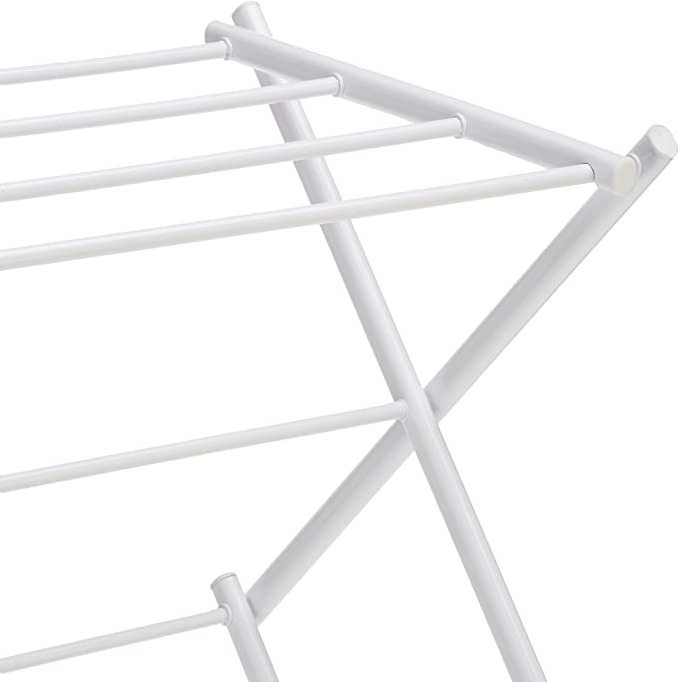 Retractable Stand White Foldable Alloy Steel Clothes Drying Collapsible Laundry Rack