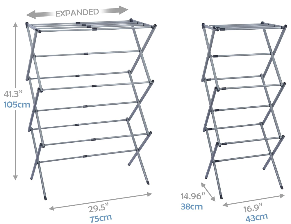 Kingze Tube Laundry Airer Stainless Steel Floor Type Tripod Multifunctional Foldable Clothes Drying Rack