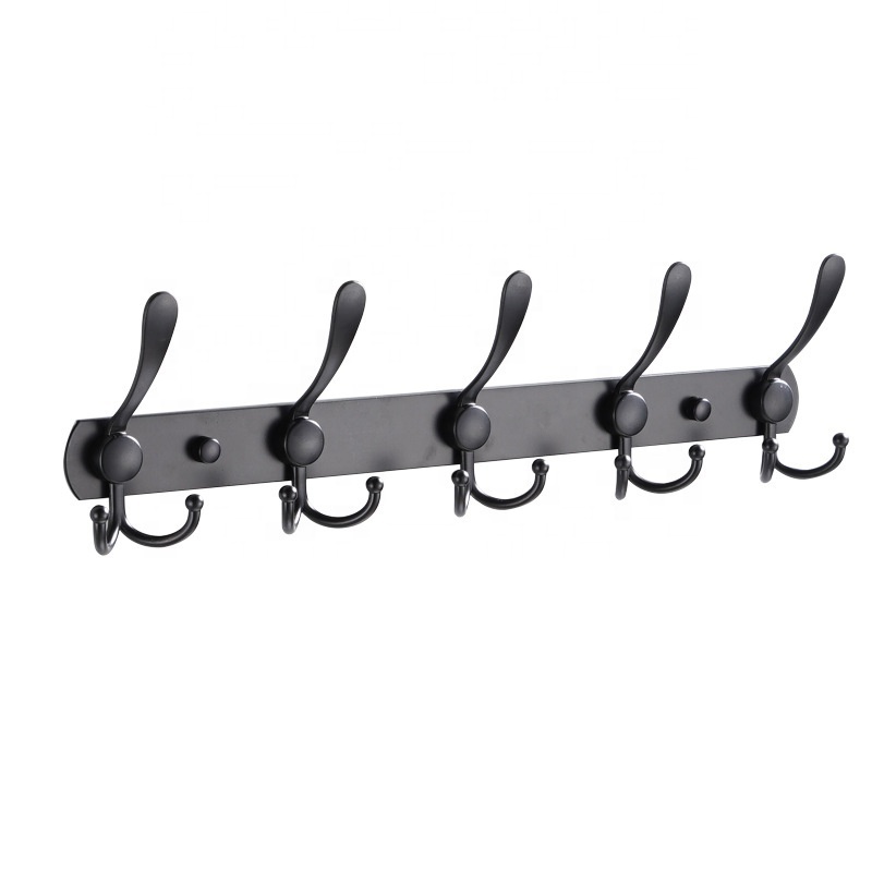 Customized Heavy Duty 5 and 3 Tri Hook Racks Multifunction Stainless Steel Wall Mounted Coat Hanger Hook Rail