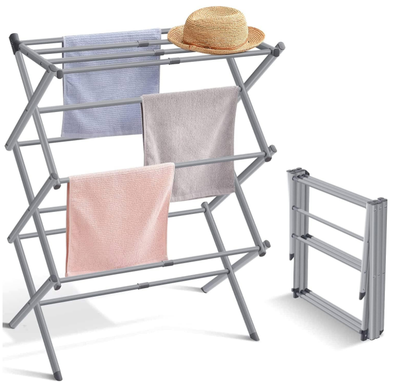 Kingze Tube Laundry Airer Stainless Steel Floor Type Tripod Multifunctional Foldable Clothes Drying Rack