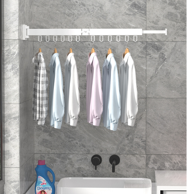 Kingze 3 Tier Space Aluminium Alloy Wall Mounted Clothes Hanger Rack Laundry Foldable Retractable Clothes Drying Rack