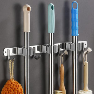 Adhesive Hooks Wall Mounted Mop Organizer Holder Rack Brush Broom Hanger Hook Kitchen Bathroom Strong Hooks