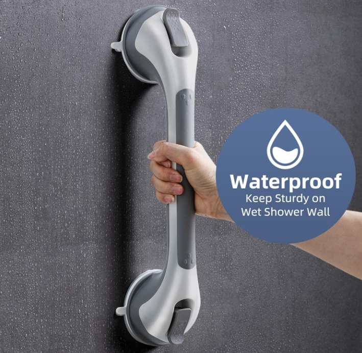 Kingze 16-Inch Modern Design Bath Shower Door Handle with Sucker Grip Heavy Duty Safety Hand Grab Suction Rail Handrails