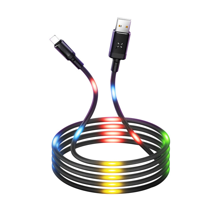 New Design Visible Flow Led Light Micro Usb Charger Data Charging Sync Cable