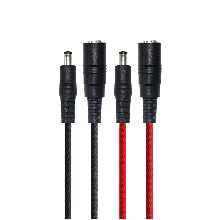 Nylon braid Aux Solar 5.5 2.1 Dc5521 Connector Plug cctv Cable Extension Custom 5521 Dc Power Cord Cable Male To Female