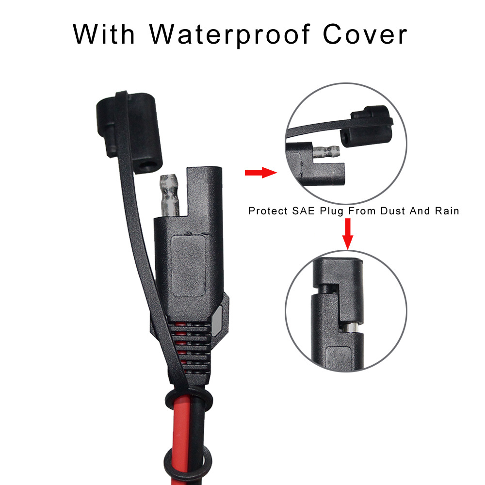 18Awg Power Wire Solar Battery Charging Panel Mount Connector Plug with Cover Waterproof