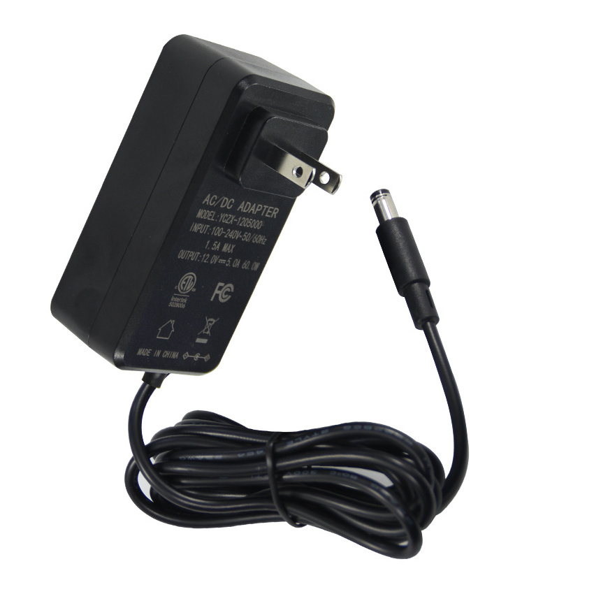 Wall mount 100v 240v to 12vdc 5A US market ac dc adapter