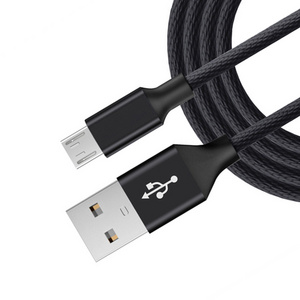 Black 24Awg 6Ft 2.0 Phone Mobile 28Awg 1P 26Awg 2C Nylon Braided Micro Usb Cable