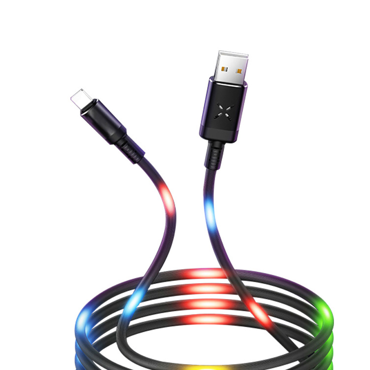 New Design Visible Flow Led Light Micro Usb Charger Data Charging Sync Cable