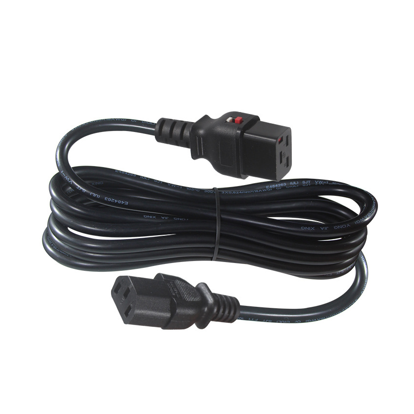 1m 2m 3m OEM USA American standard locking C19 female plug to C13 male plug IEC power cords extension cords cable