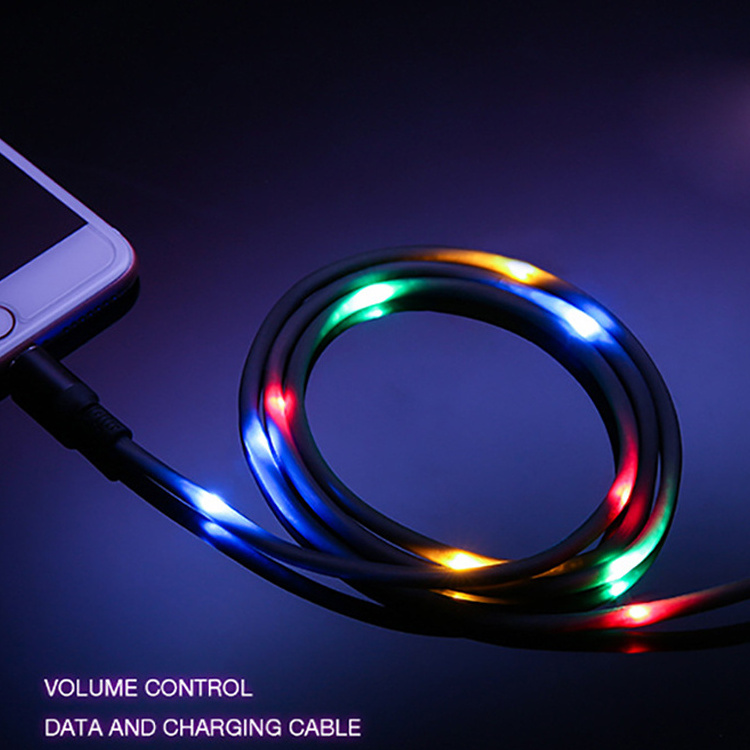 New Design Visible Flow Led Light Micro Usb Charger Data Charging Sync Cable