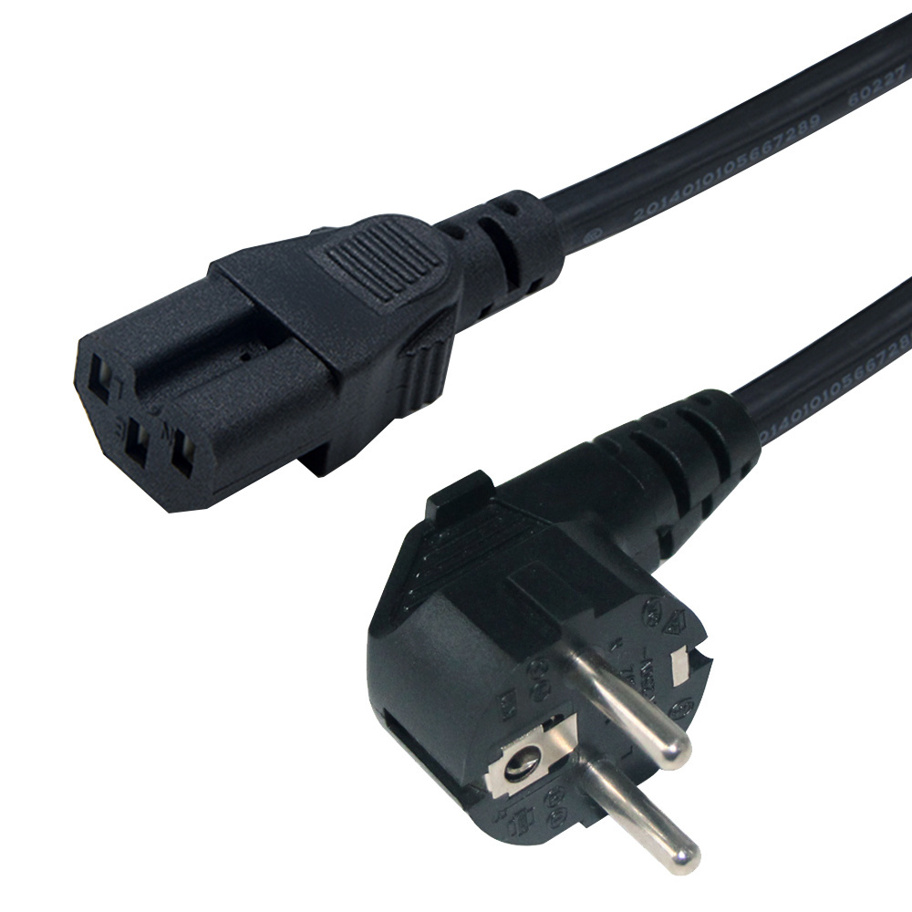 Eu Round Pin 10a 250v IeC15 End to Schuko Ups Euro 3pin Power Cable Iec C15 Male Plug