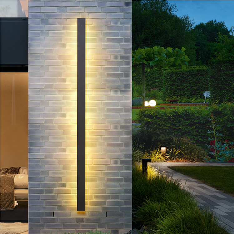 LNJAMI Black Modern Outdoor LED Linear Wall Light IP65 Waterproof Garden LED Wall Lamp For Wall Surface Mounted Lighting