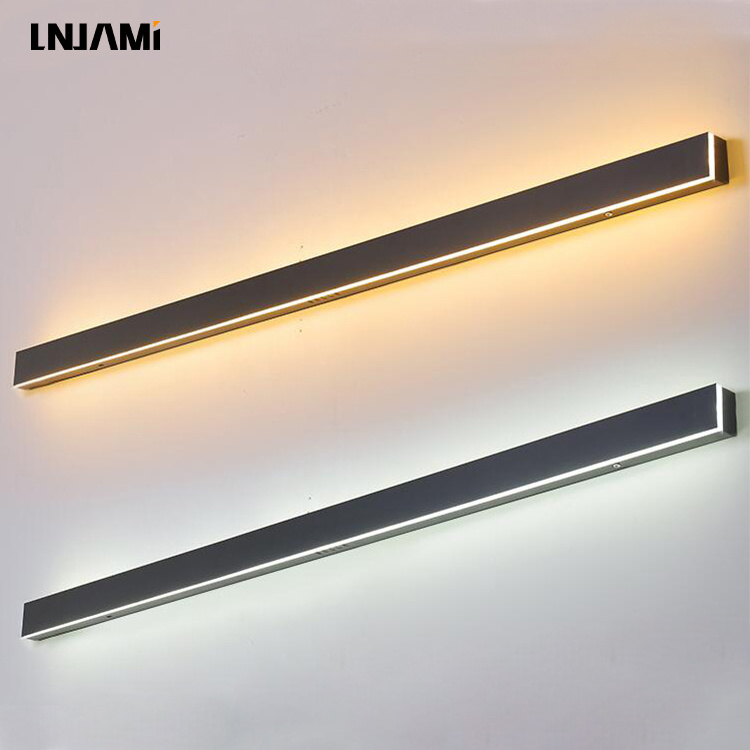 LNJAMI Black Modern Outdoor LED Linear Wall Light IP65 Waterproof Garden LED Wall Lamp For Wall Surface Mounted Lighting