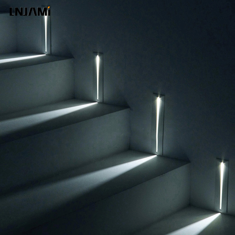 LNJAMI Indoor Smart 3W 3000K Retangular Floor Recessed LED Stair Light For Wall Corner Inground Step Foot Uplight