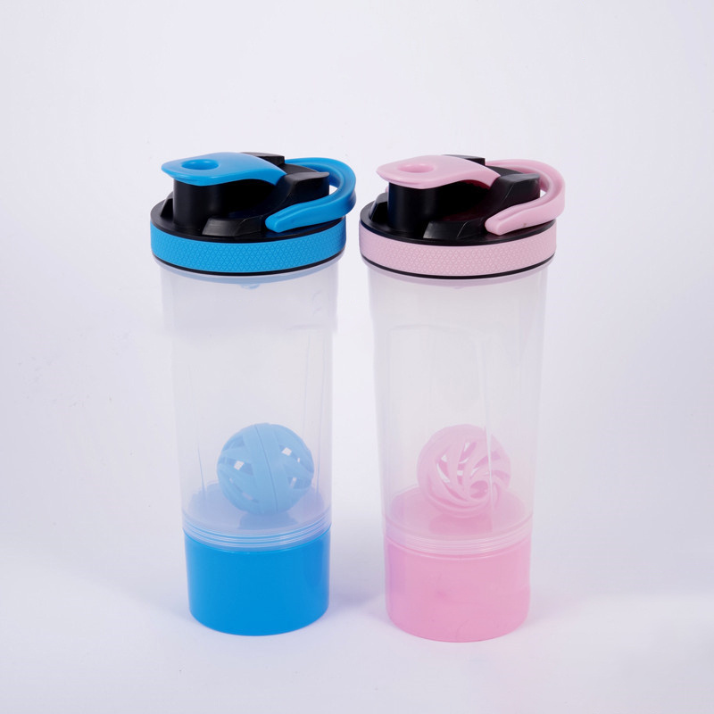 Sports style plastic protein shake water bottle with leak proof filter customize shaker bottles