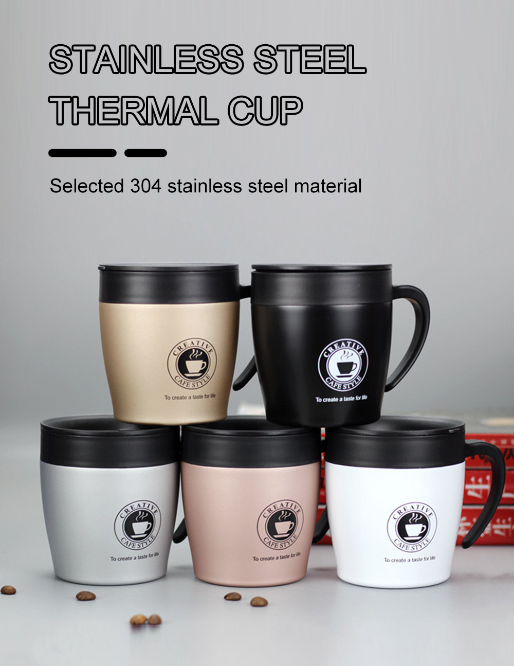 Hot Sale Coffee Tumbler Cup Stainless Steel Thermal Coffee Cup With Handle Double Wall Vacuum Coffee Cup Mugs